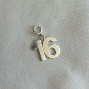 Sterling Silver Number 16 Charm Pendant